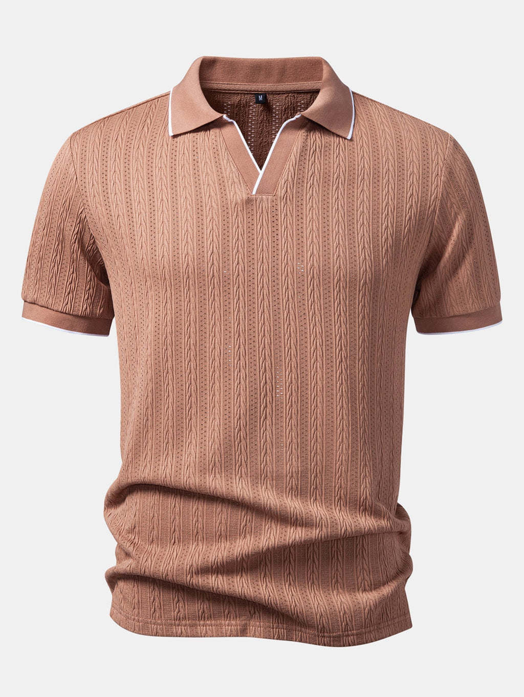 Geometric Jacquard Polo with Johnny Collar & Slim Fit Tapered Pants