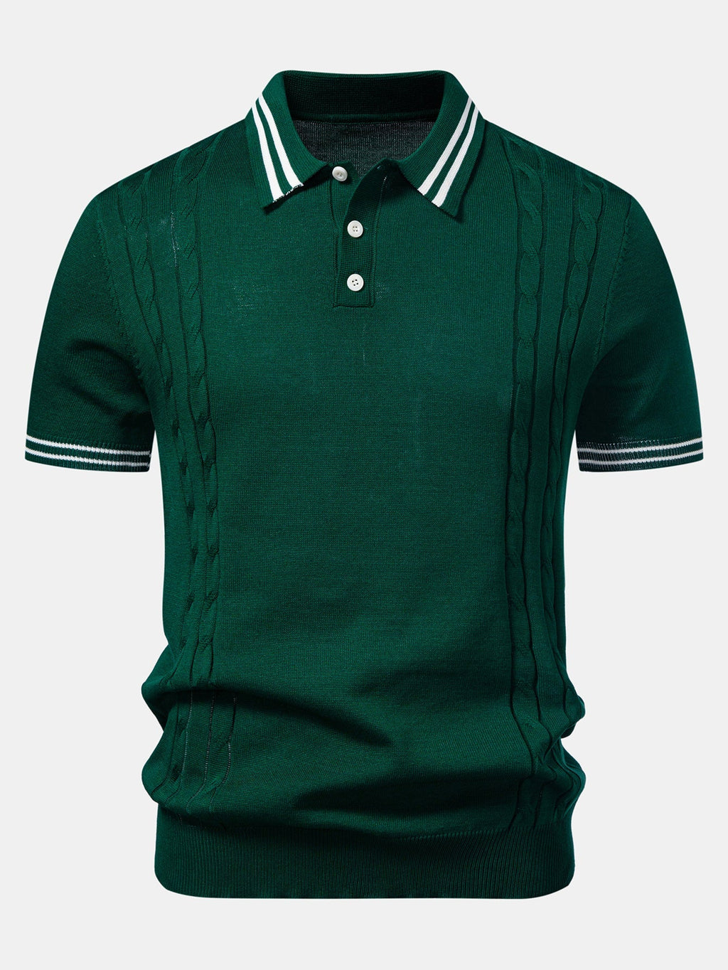 Twisted Jacquard Knit Polo with Contrast Trim