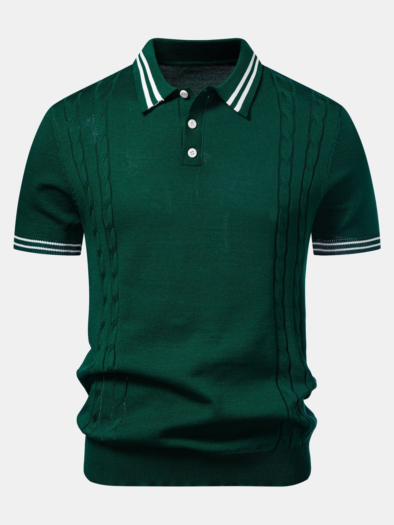 Twisted Jacquard Knit Polo with Contrast Trim