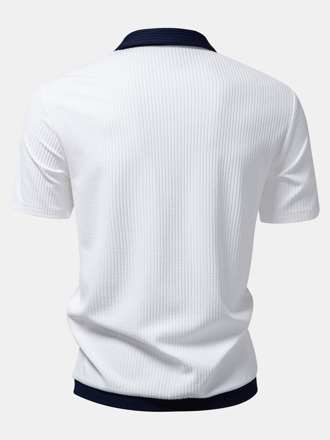 Ribbed Button-Up Shirt with Contrast Details & Straight-Leg Ribbed Trousers
