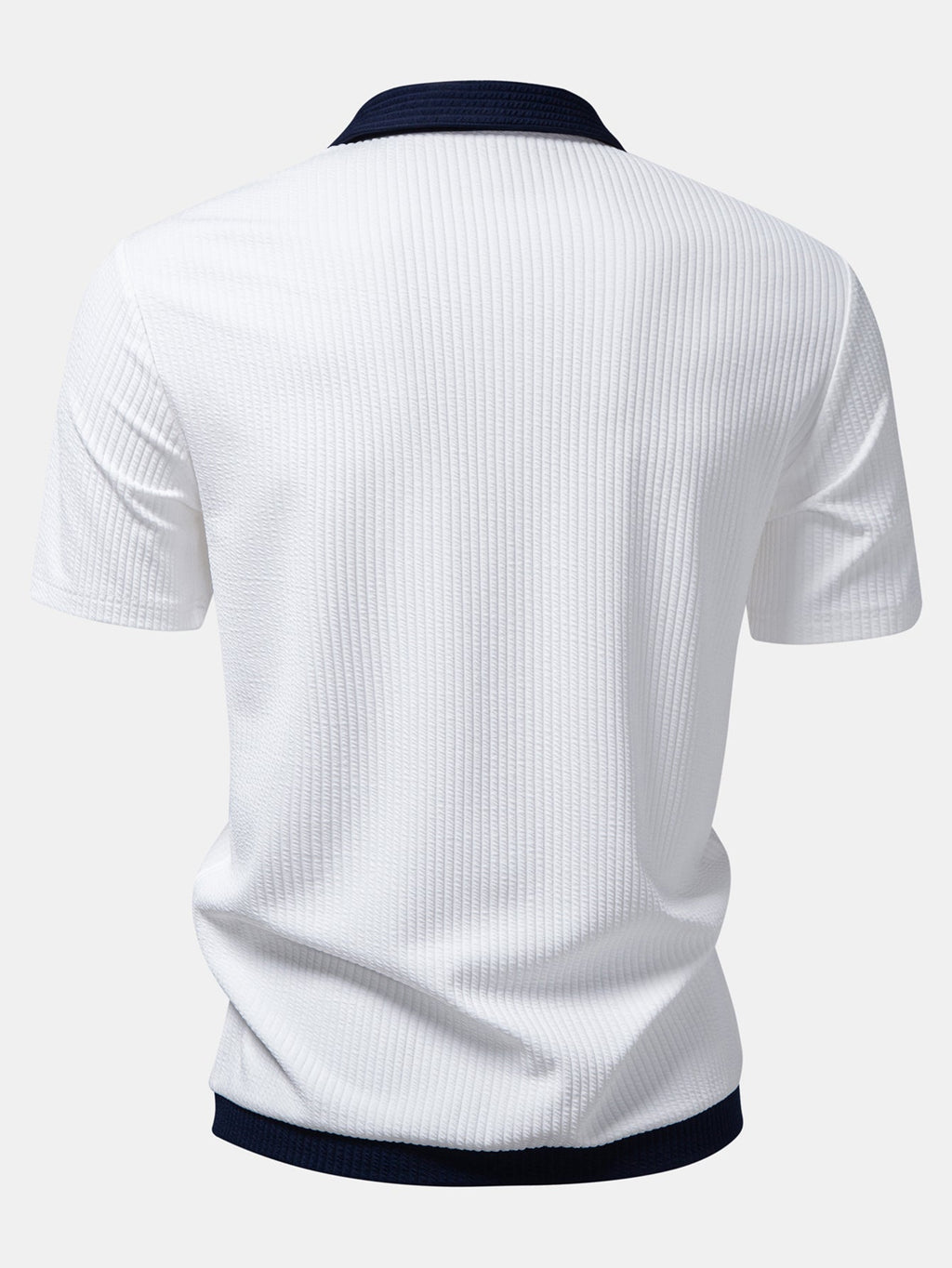 Button-Up Shirt with Contrast Ribbed Design