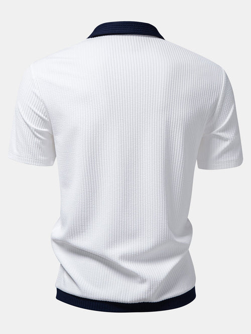 Button-Up Shirt with Contrast Ribbed Design