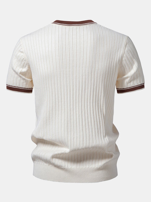 Color-Blocked Crew Neck Knit Tee
