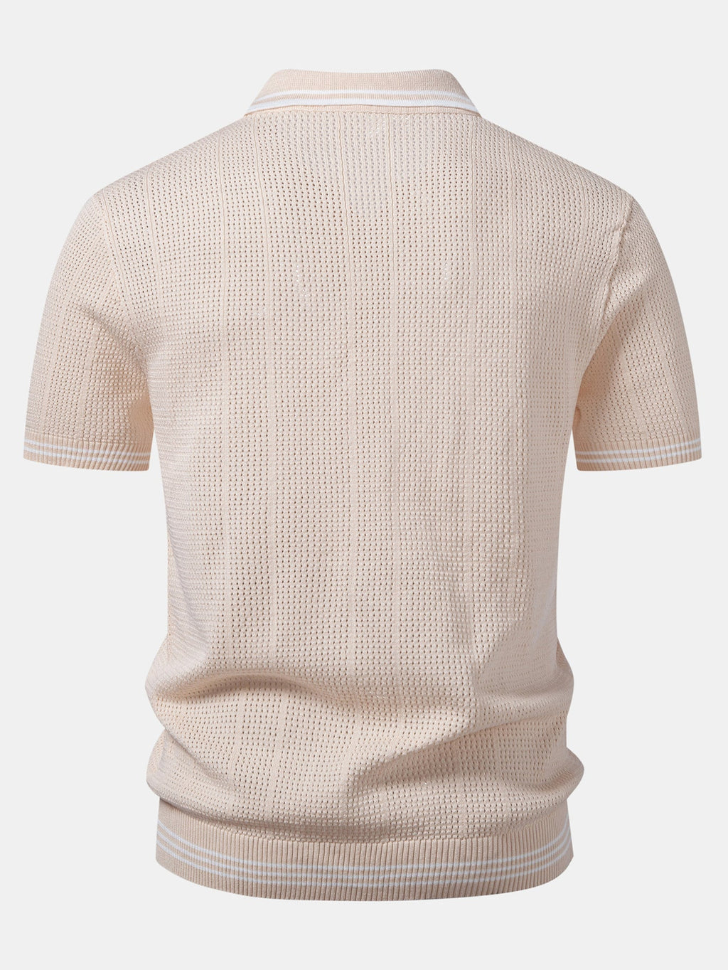 Open Knit Polo with Contrast Johnny Collar