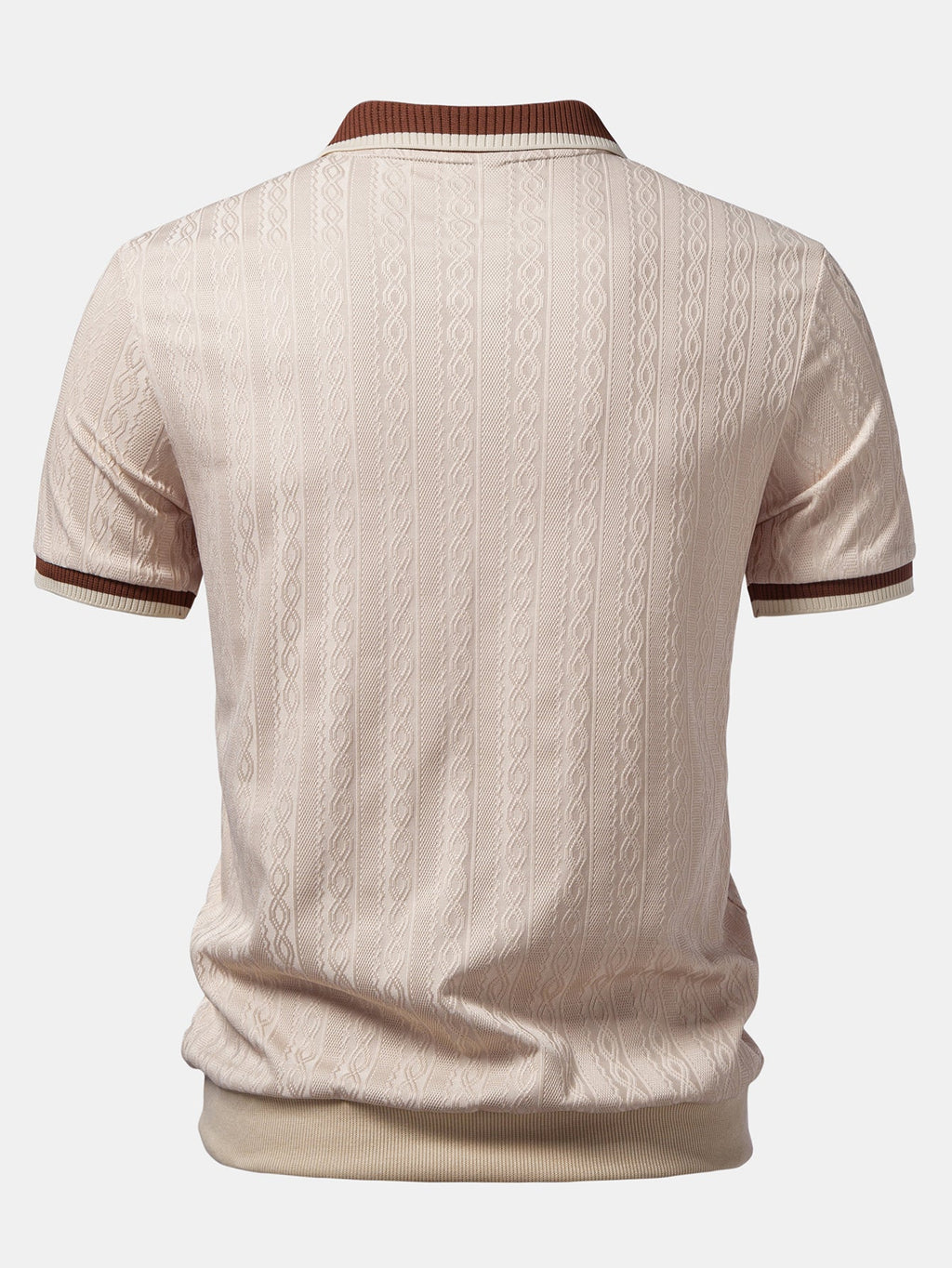 Textured Knit Polo with Contrast Trim & Slim Fit Tapered Trousers