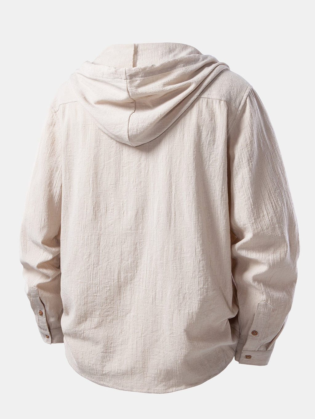 Textured Hooded Shirt with Linen Appearance