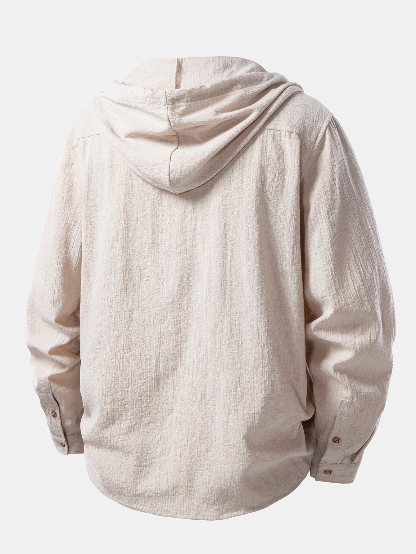 Textured Hooded Shirt with Linen Appearance