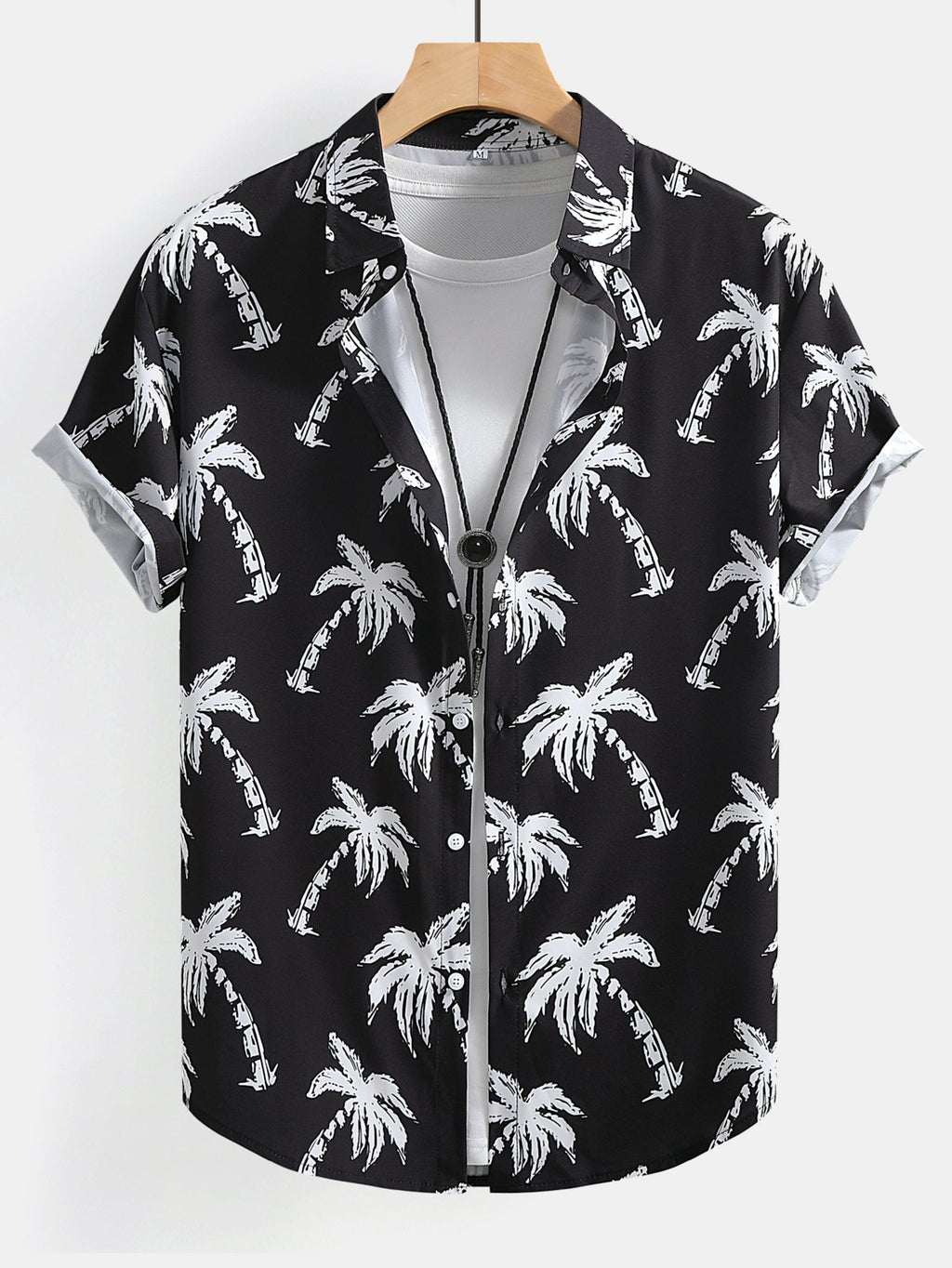 Button-Up Shirt with Palm Tree Print
