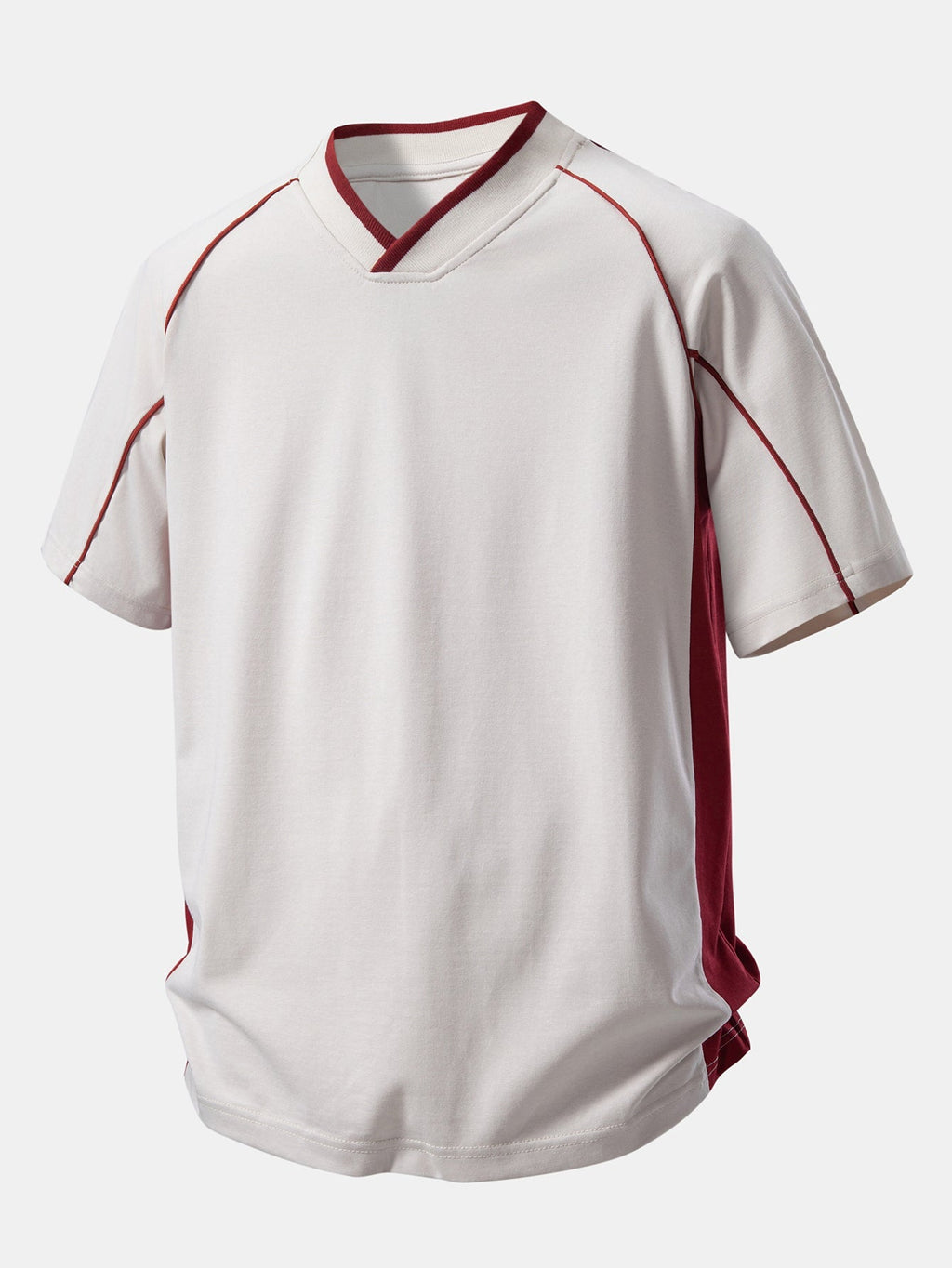V-Neck Raglan T-Shirt with Contrast Piping