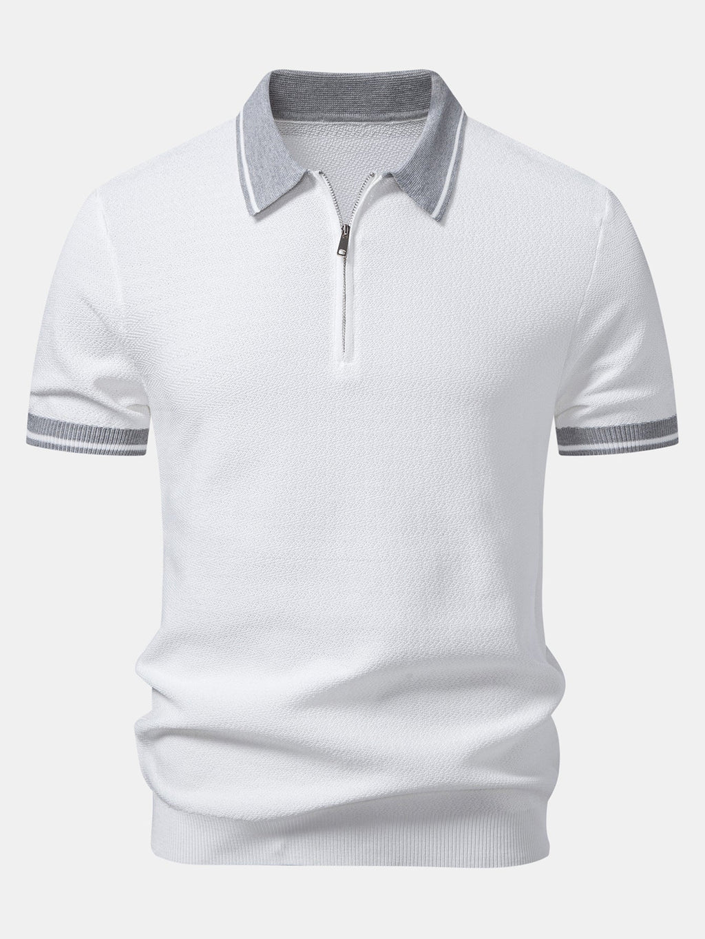 Two-Tone Zipper Knit Polo