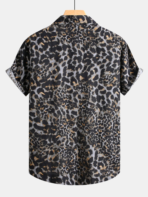 Button-Up Shirt with Leopard Print