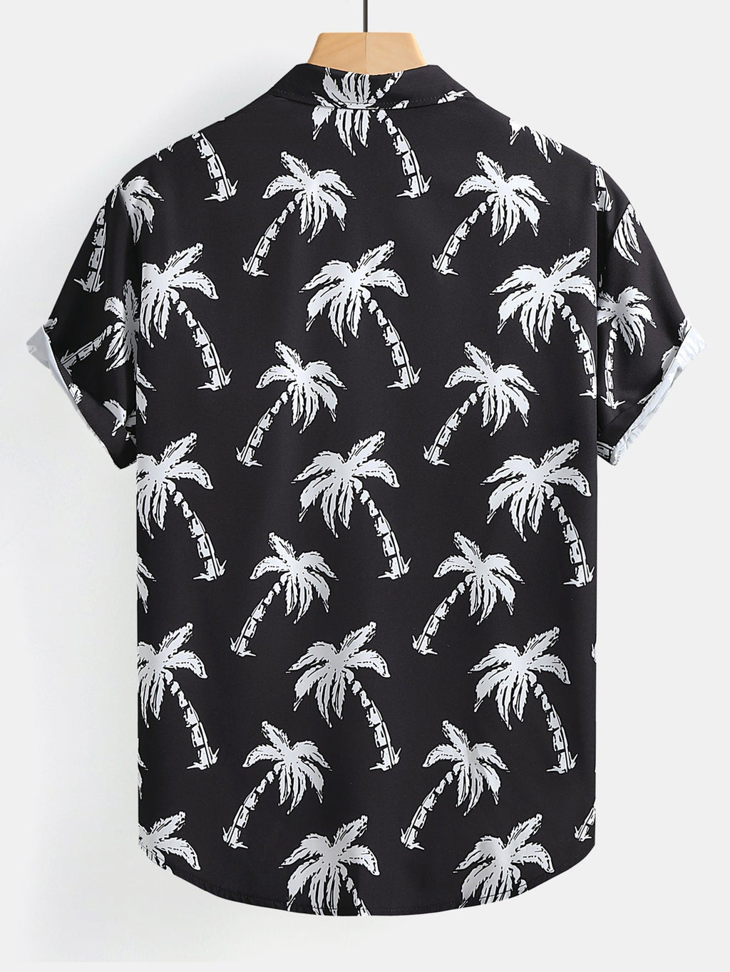 Button-Up Shirt and Swim Shorts with Palm Tree Print