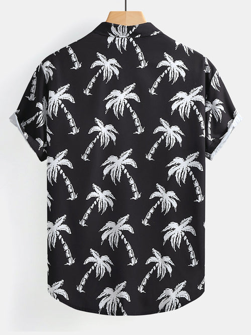 Button-Up Shirt with Palm Tree Print