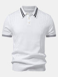 Twisted Jacquard Knit Polo with Contrast Trim