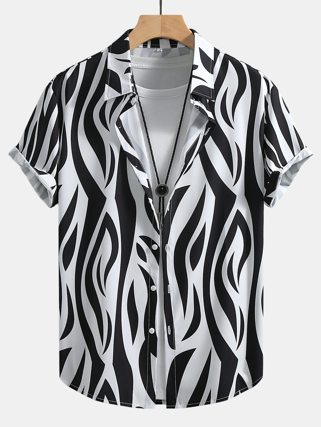 Button-Up Shirt with Abstract Print