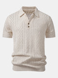 Open Knit Polo with Geometric Design