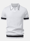 Textured Knit Polo with Contrast Trim and Johnny Collar