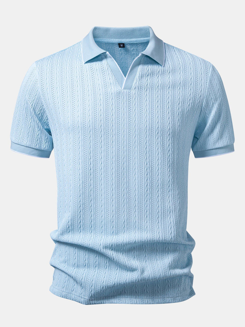 Geometric Jacquard Polo with Johnny Collar & Slim Fit Tapered Pants