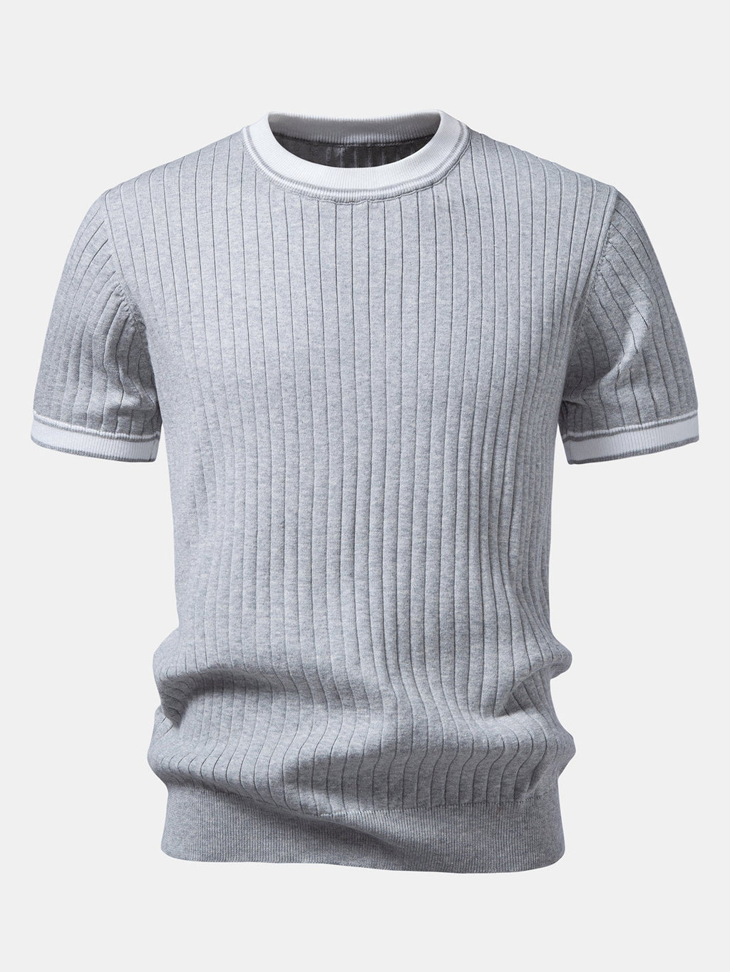 Color-Blocked Crew Neck Knit Tee