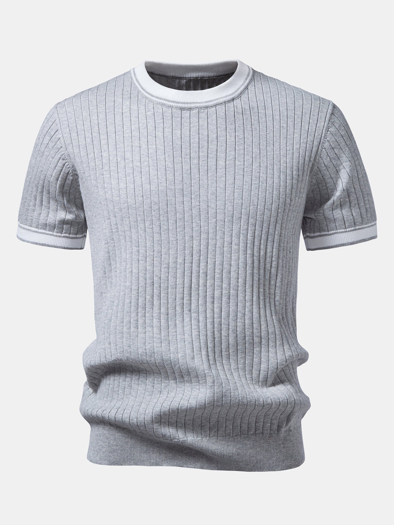 Color-Blocked Crew Neck Knit Tee