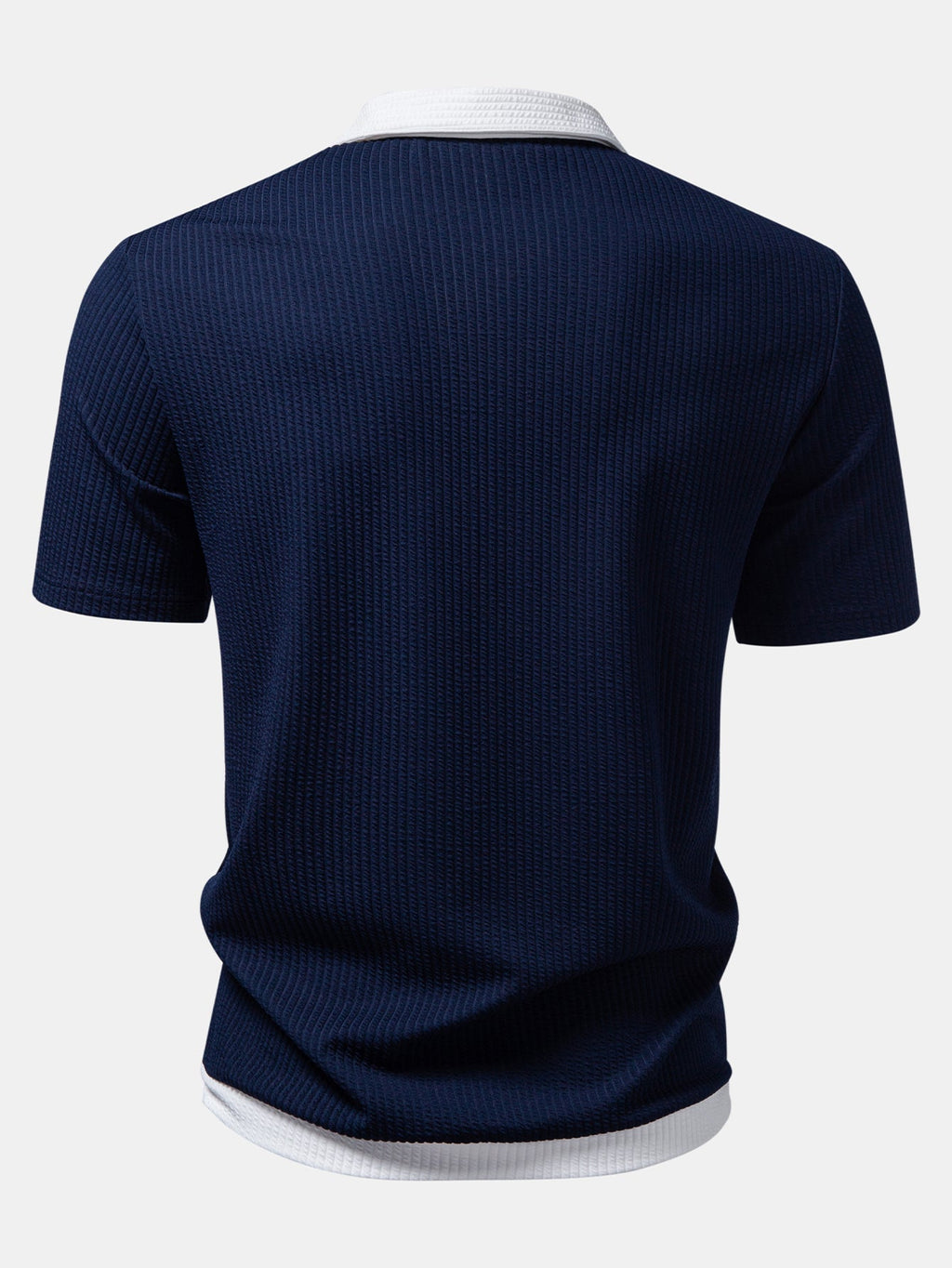Ribbed Button-Up Shirt with Contrast Details & Straight-Leg Ribbed Trousers