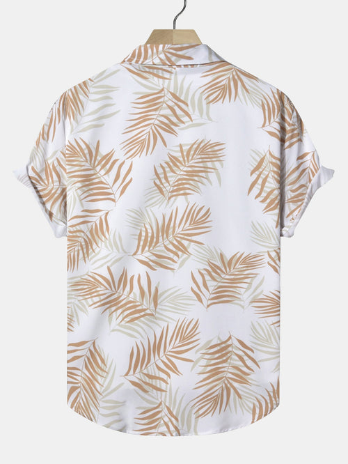 Button-Up Shirt with Leaf Print