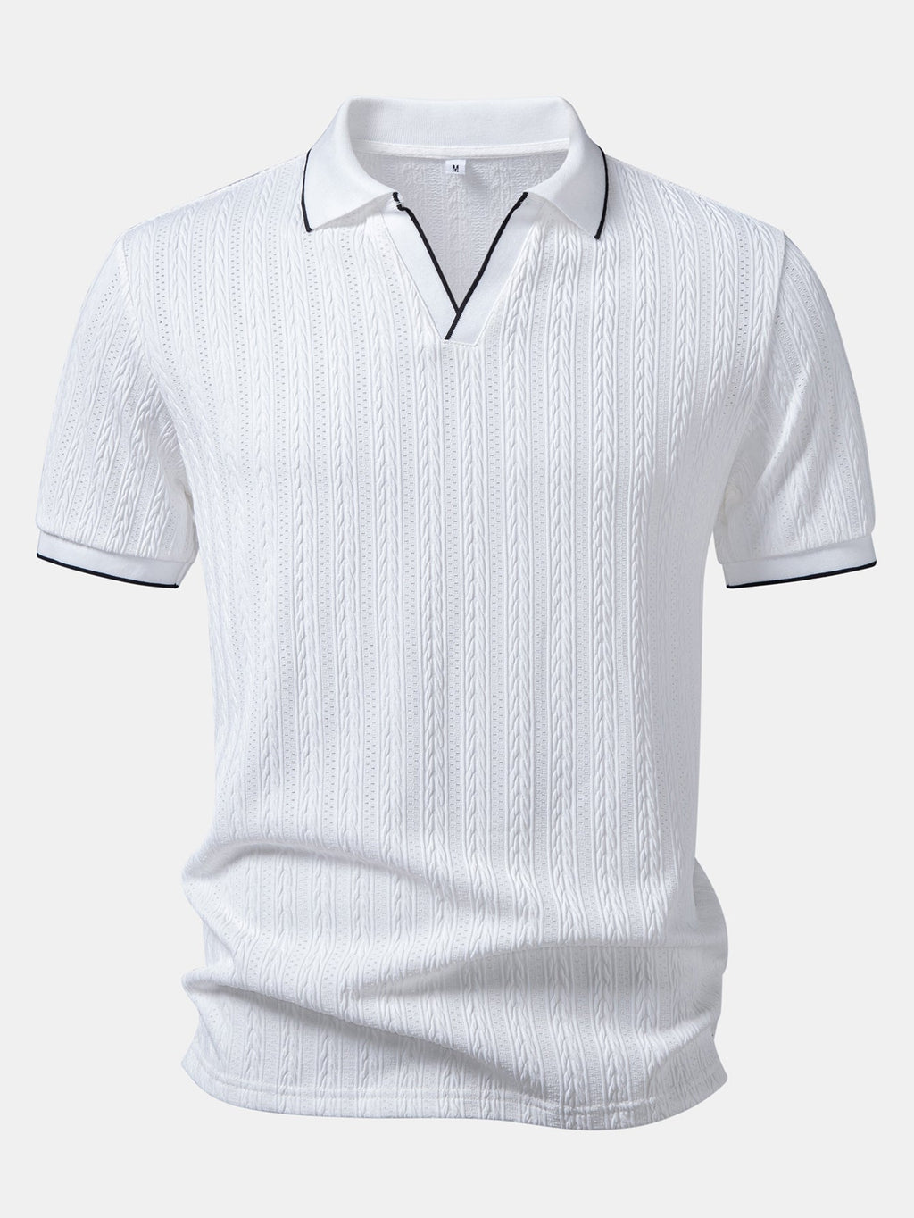 Geometric Jacquard Polo with Johnny Collar & Slim Fit Tapered Pants
