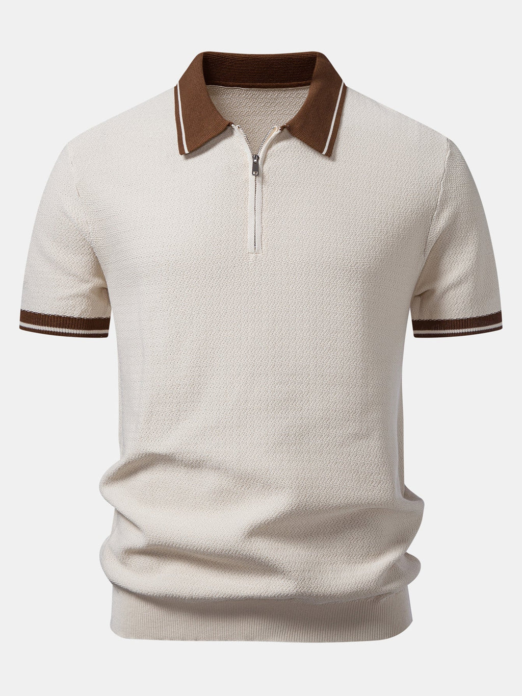 Two-Tone Zipper Knit Polo