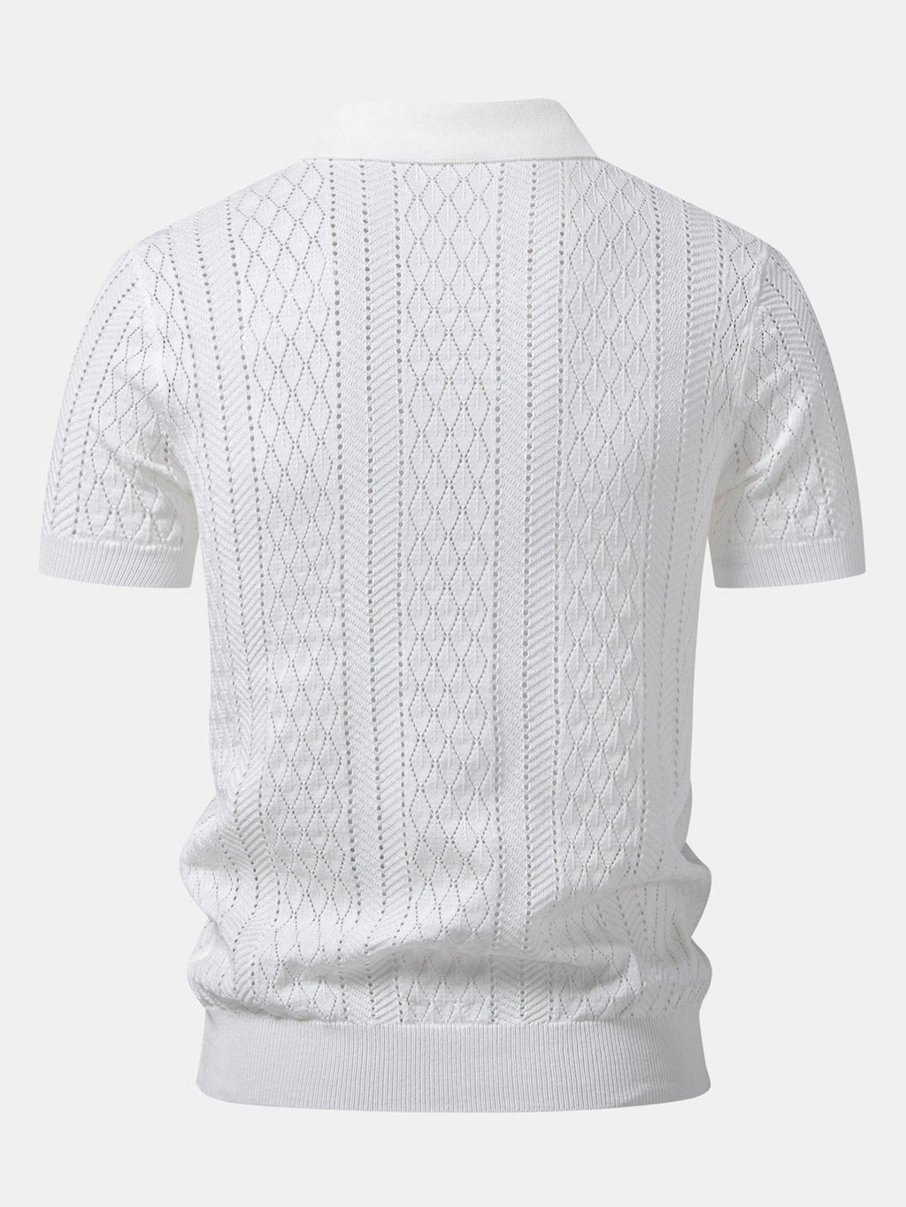 Open Knit Polo with Geometric Design