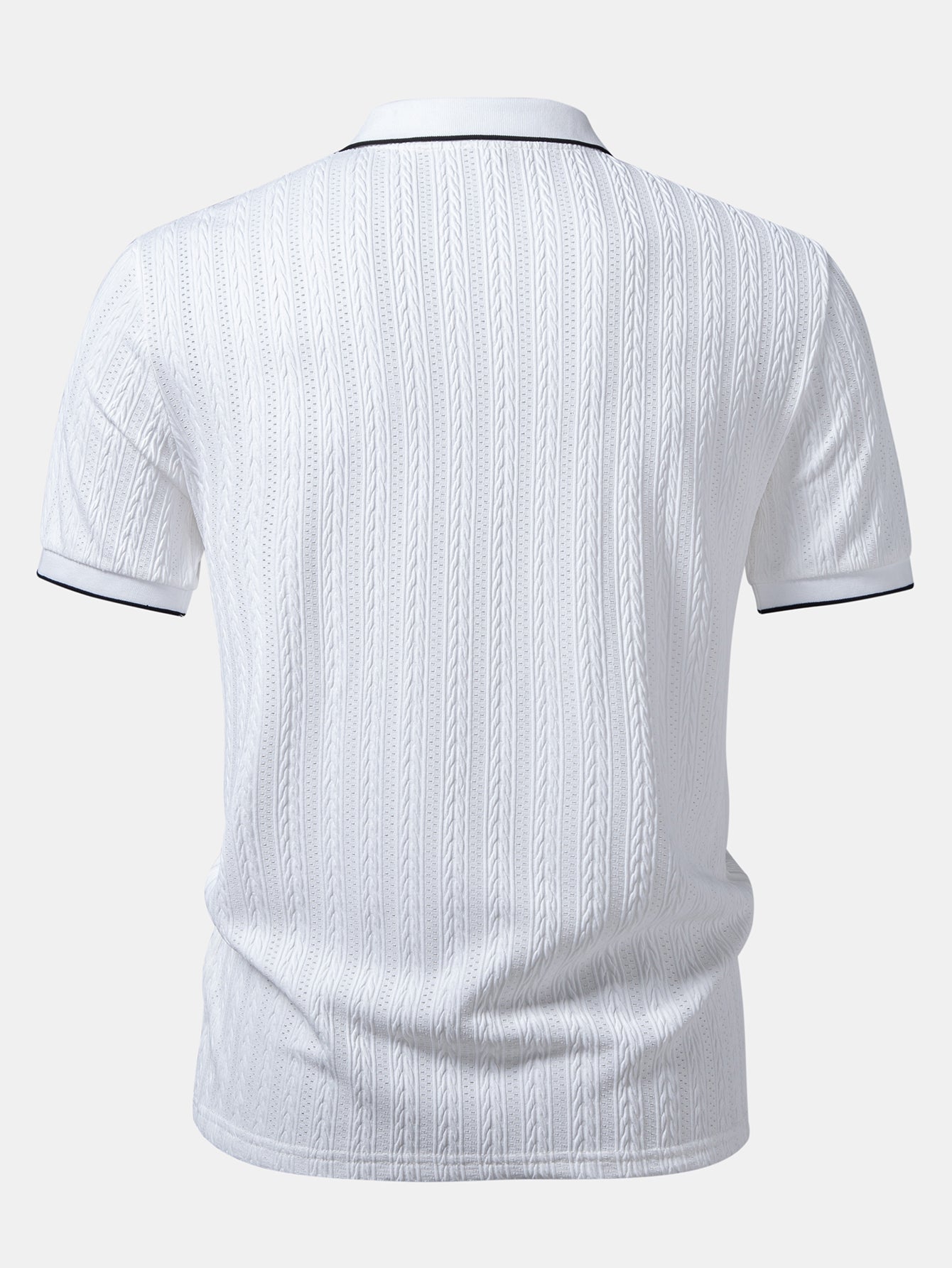 Geometric Jacquard Polo with Johnny Collar & Slim Fit Tapered Pants
