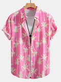 Button-Up Shirt with Palm Tree Print