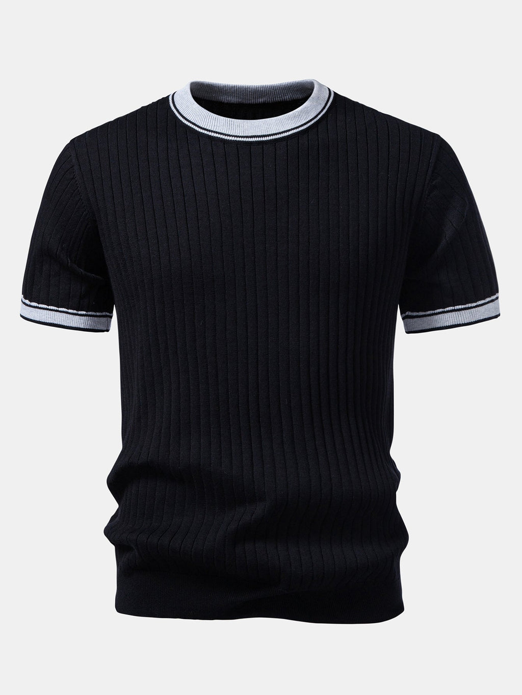 Color-Blocked Crew Neck Knit Tee