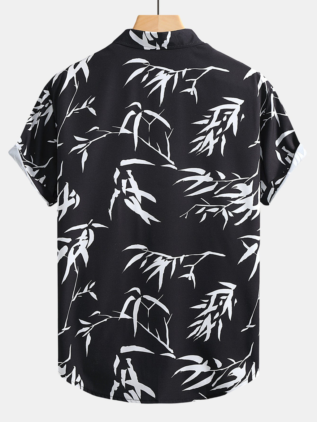 Bamboo Leaf Patterned Button-Up Shirt