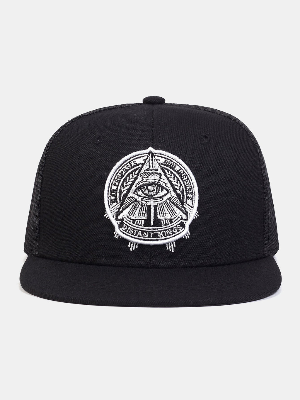 Embroidered Flat-Brim Hat with Eye of God Design
