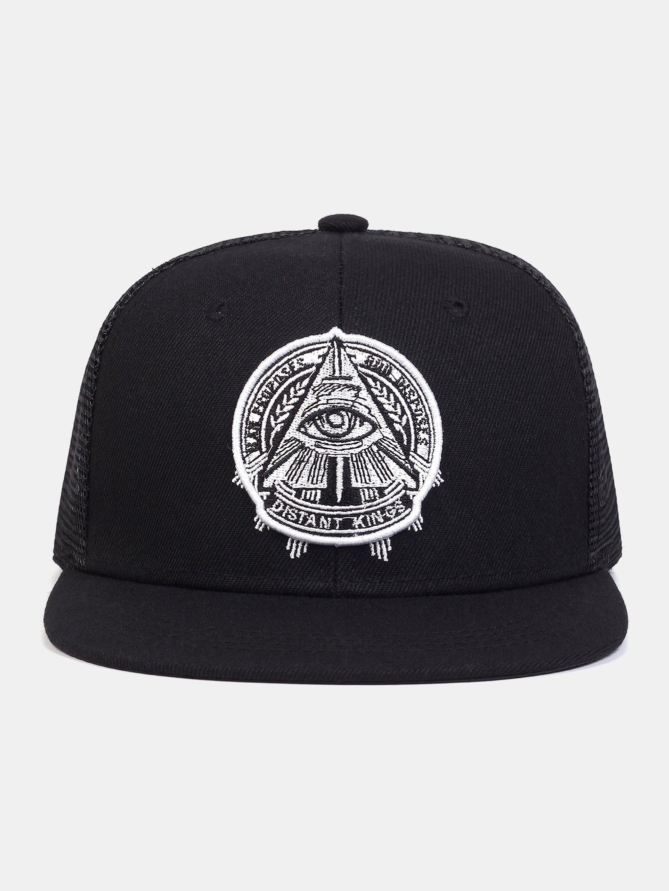 Embroidered Flat-Brim Hat with Eye of God Design