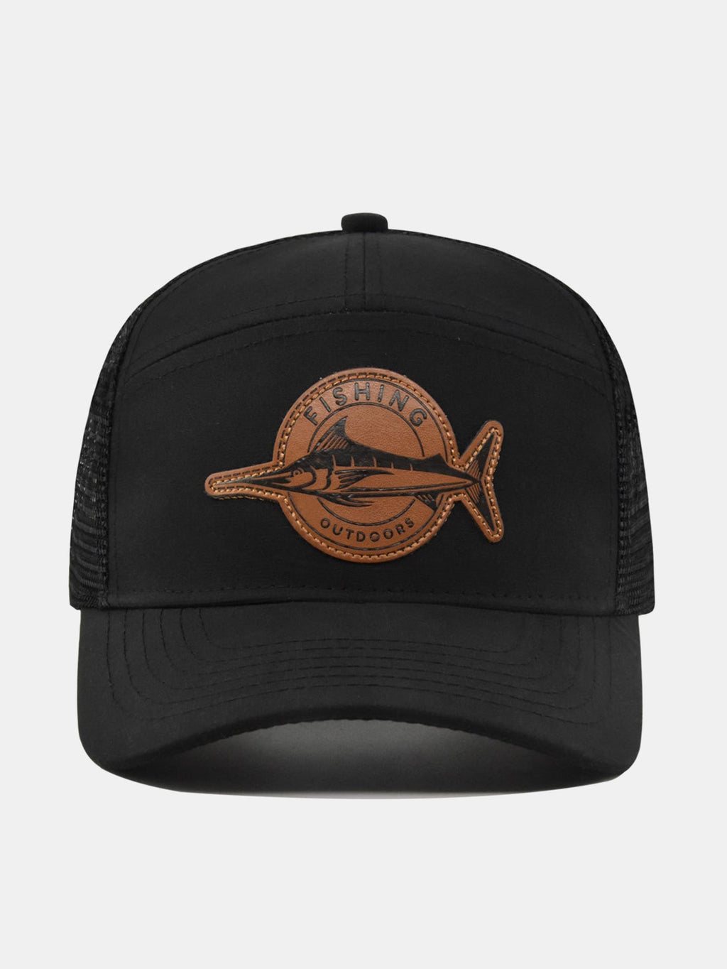 Fish-Inspired Logo Truck Hat with Breathable Mesh Back