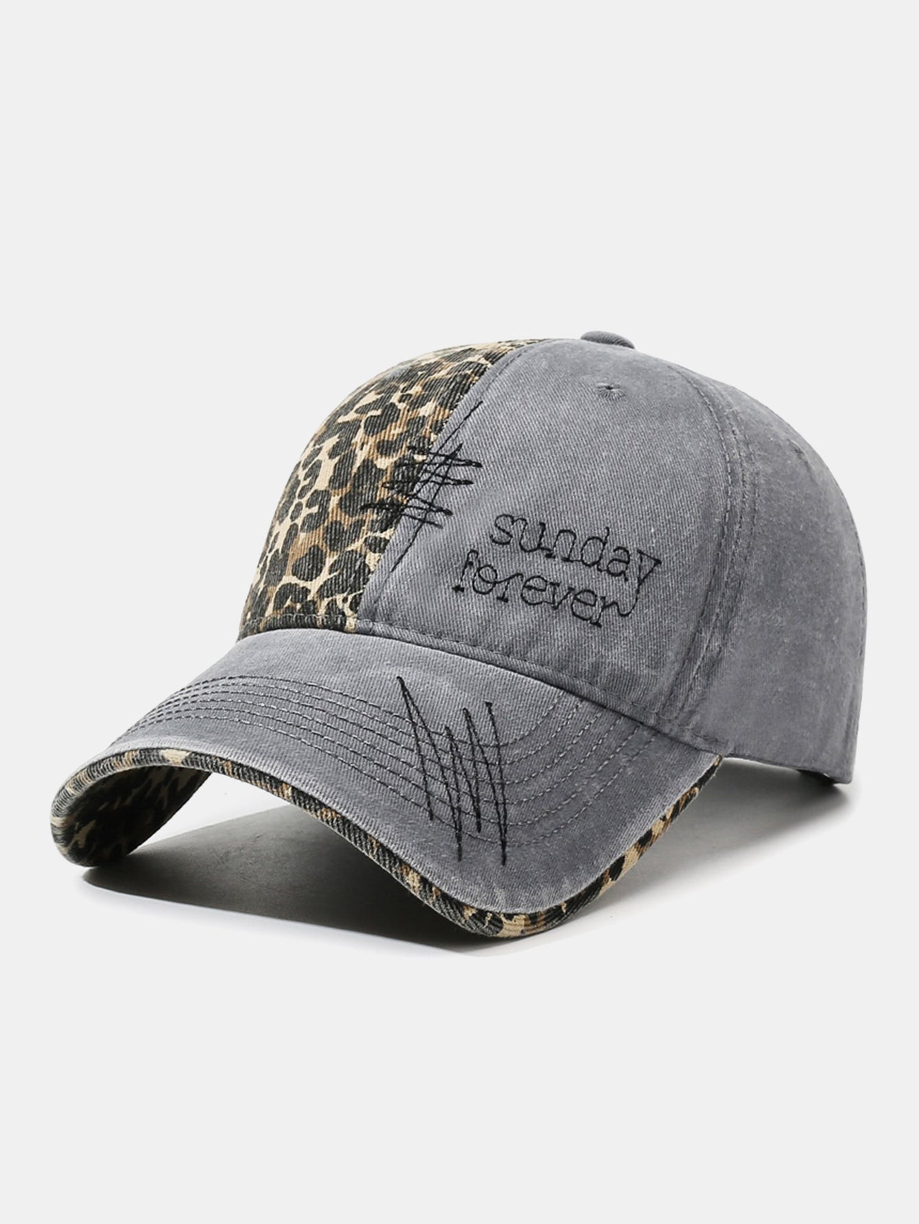 Vintage American Leopard Print Embroidered Baseball Cap