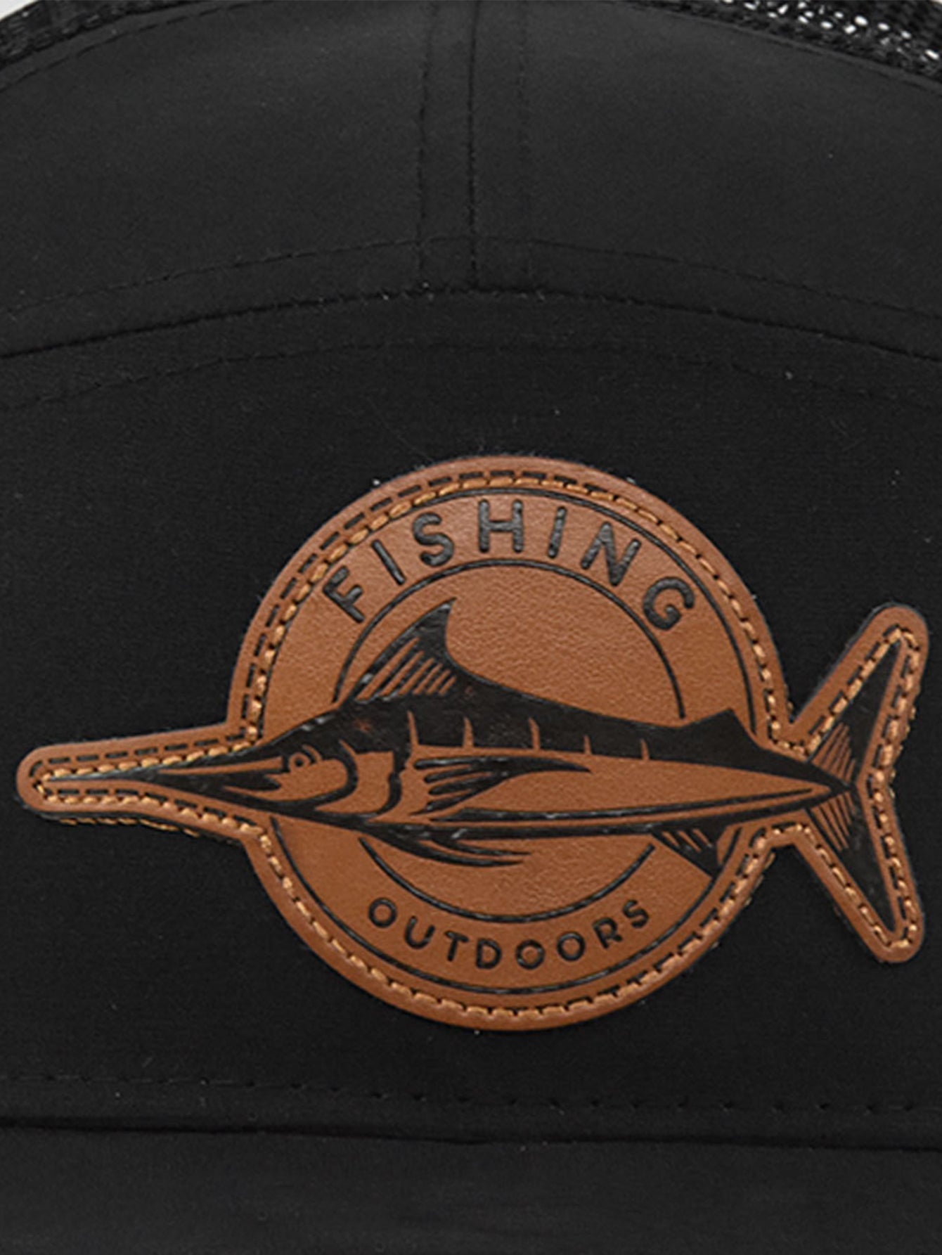 Fish-Inspired Logo Truck Hat with Breathable Mesh Back