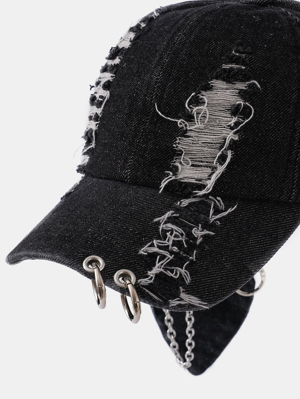 Distressed Rabbit Ear Baseball Cap in Punk Street Hip Hop Style