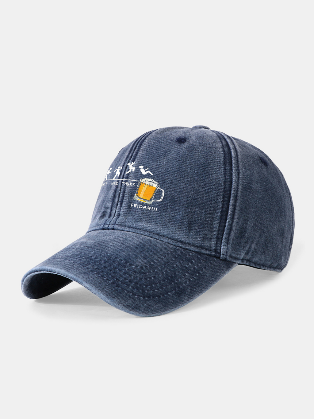 Washed Baseball Cap with Beer Weekly Plan Design