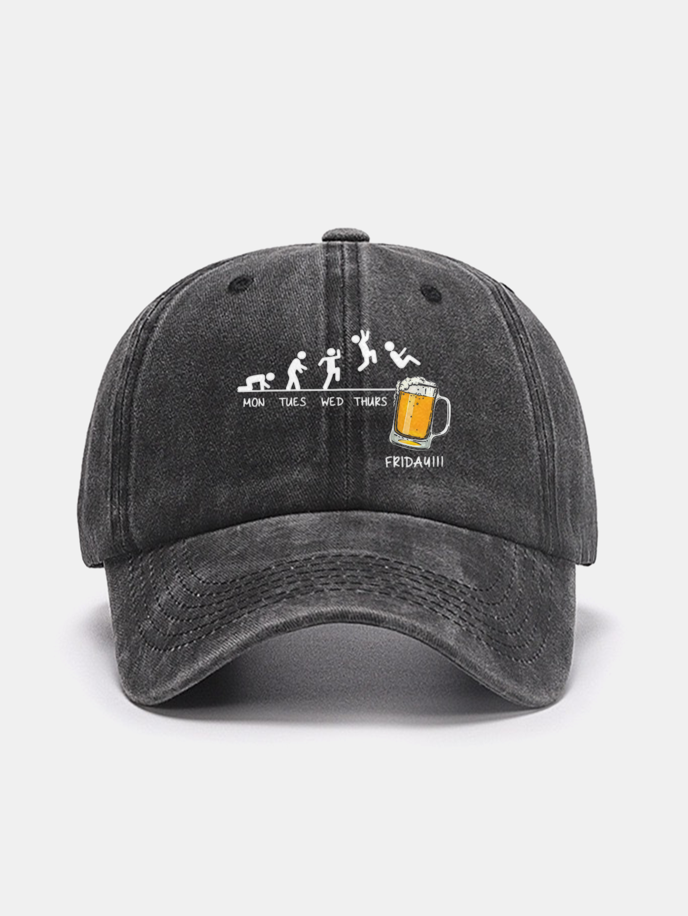 Washed Baseball Cap with Beer Weekly Plan Design