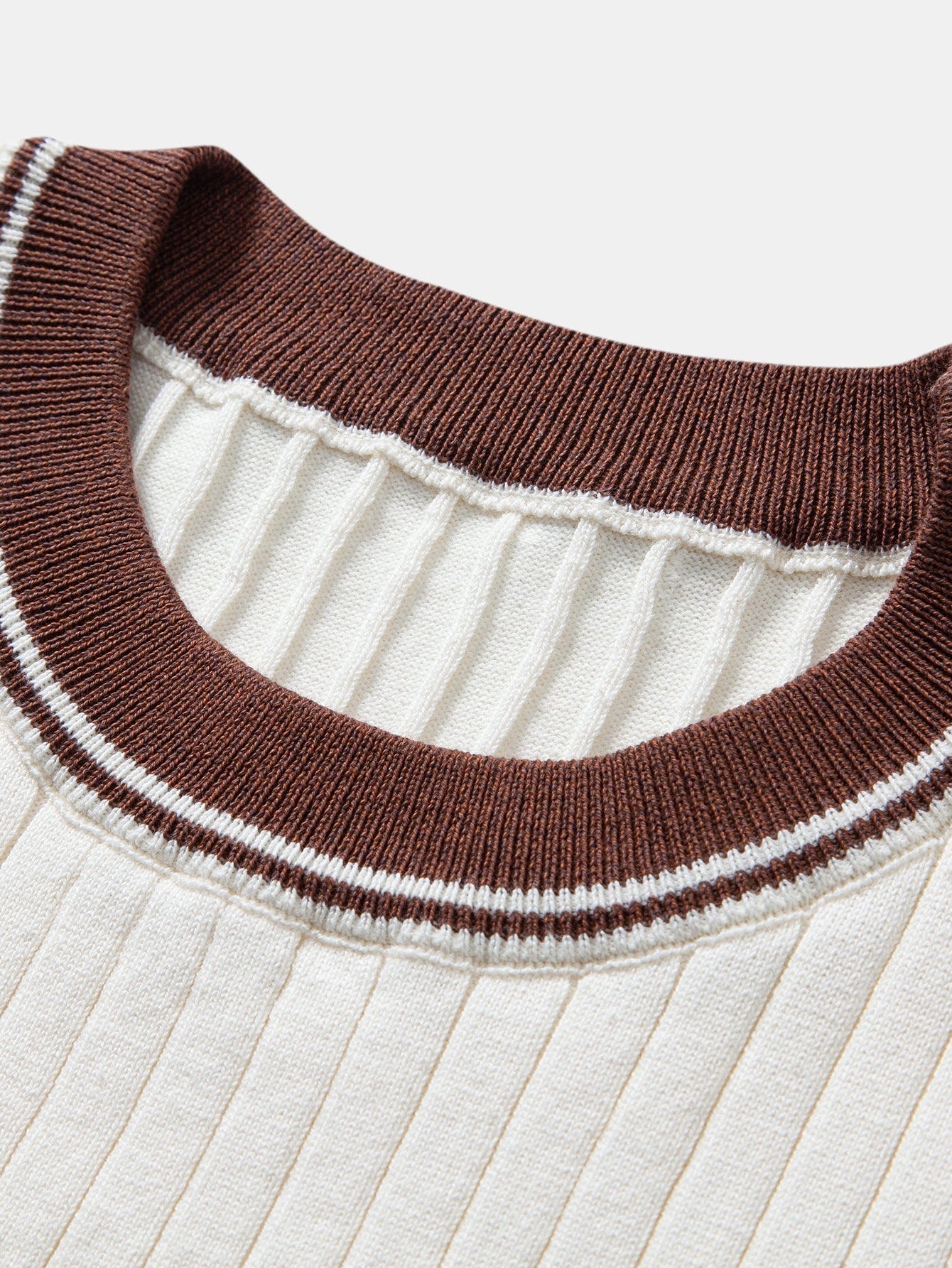 Contrast Trim Crew Neck Knit Tee & Slim Fit Tapered Pants