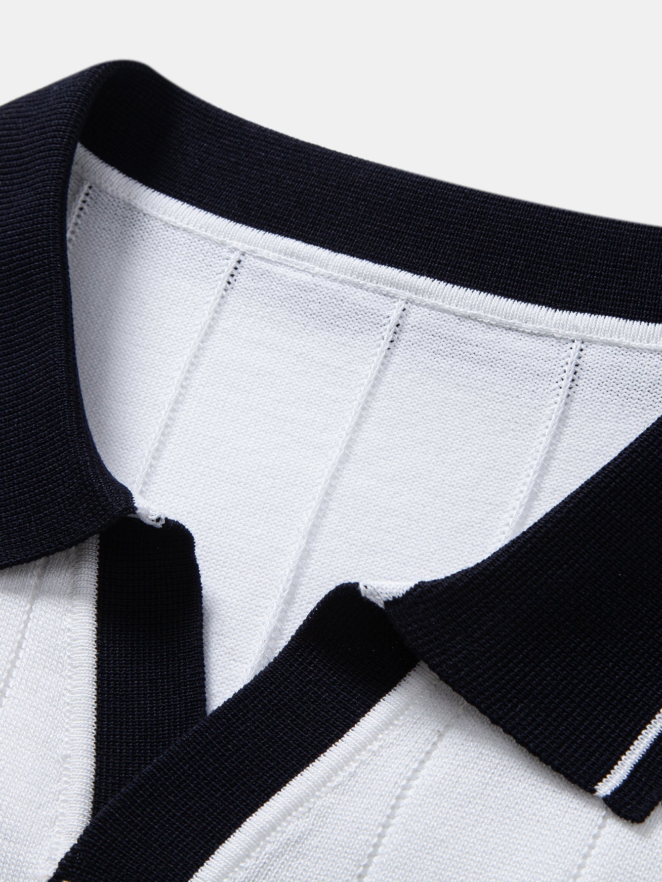 Ribbed Knit Polo with Contrast Trim and Straight Leg Ribbed Trousers