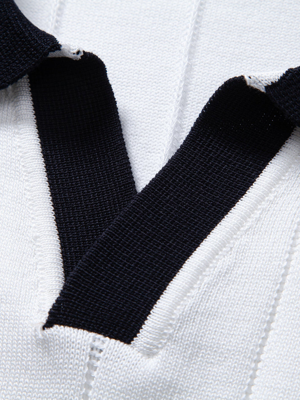 Ribbed Knit Polo with Contrast Trim and Johnny Collar
