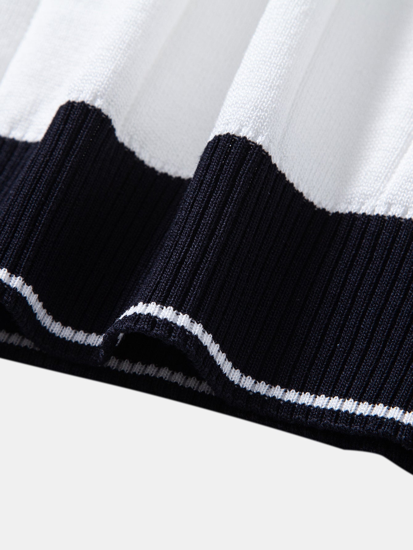 Ribbed Knit Polo with Contrast Trim and Straight Leg Ribbed Trousers