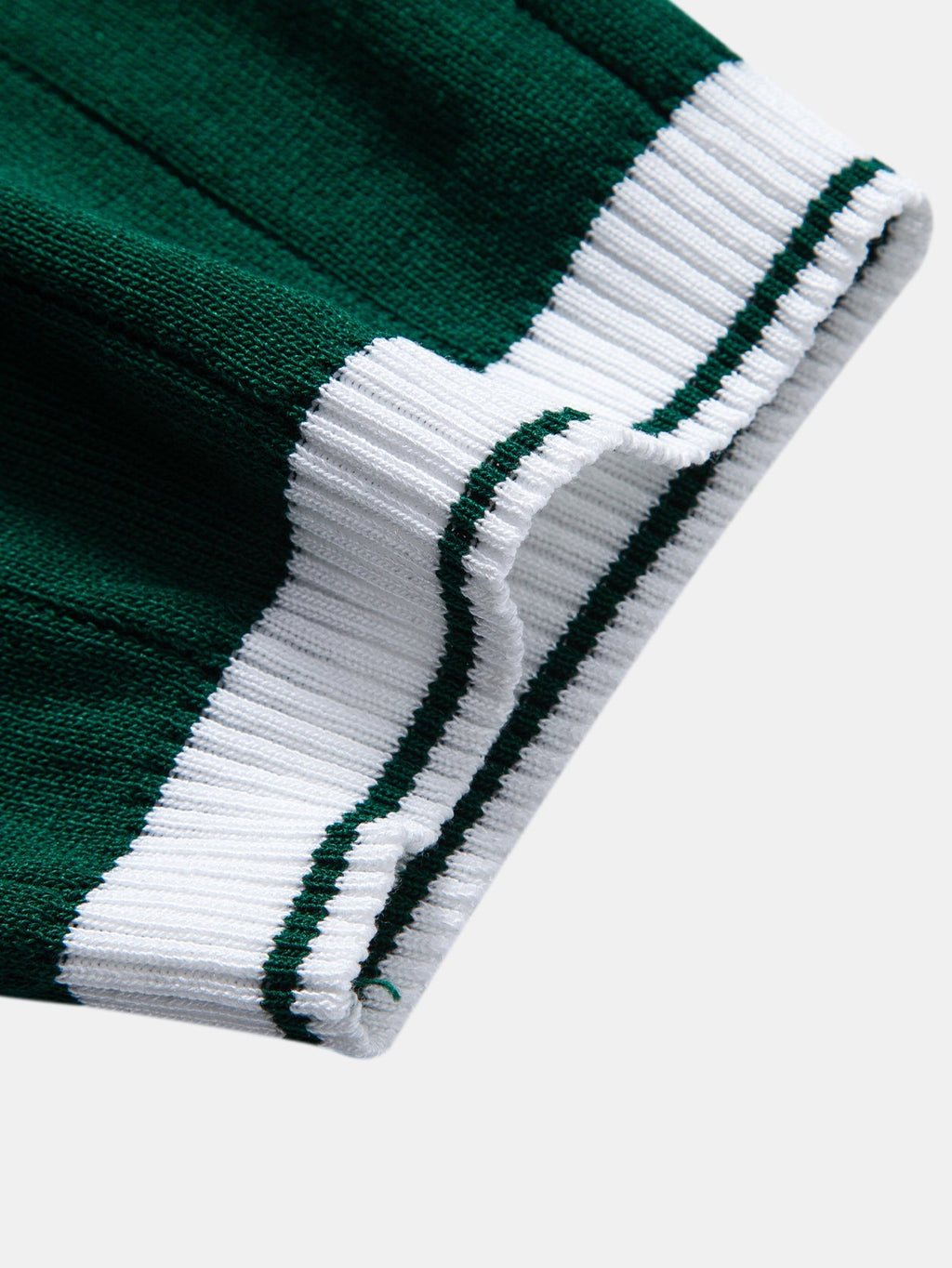 Ribbed Knit Polo with Contrast Trim and Johnny Collar
