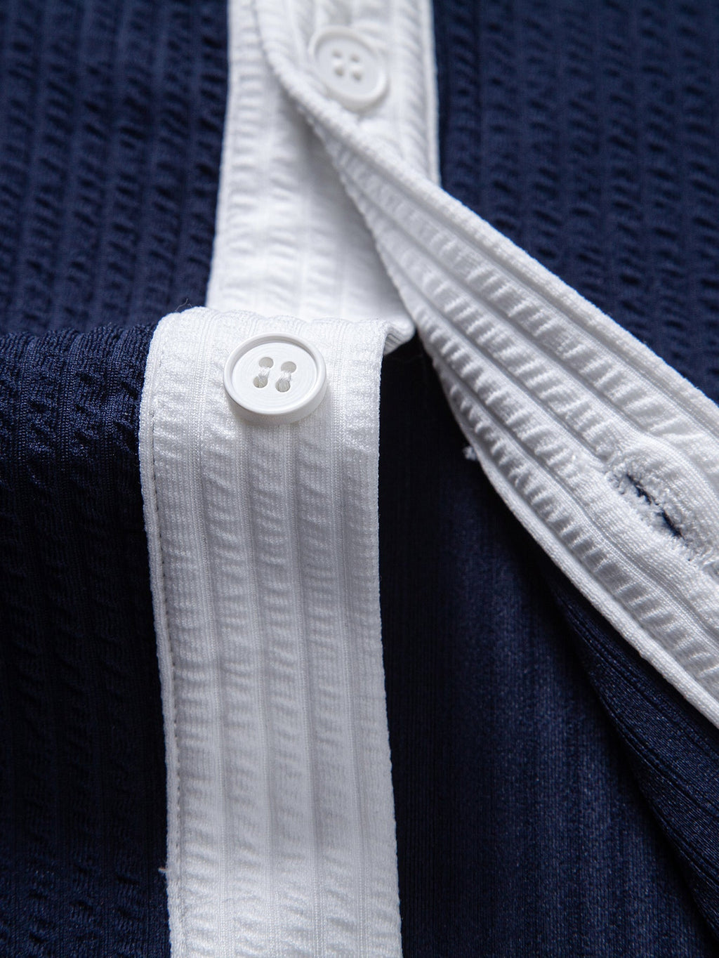 Button-Up Shirt with Contrast Ribbed Design
