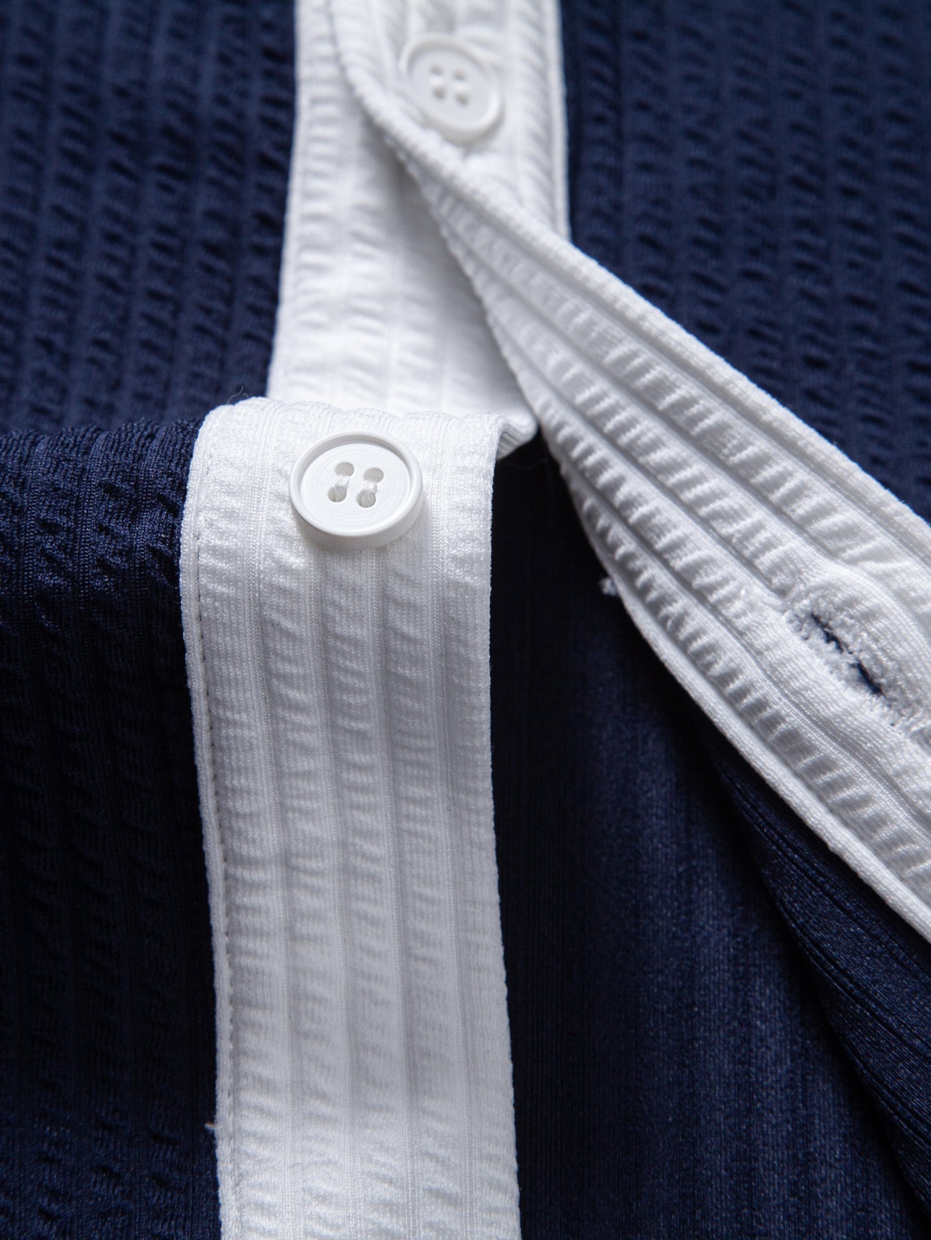Button-Up Shirt with Contrast Ribbed Design