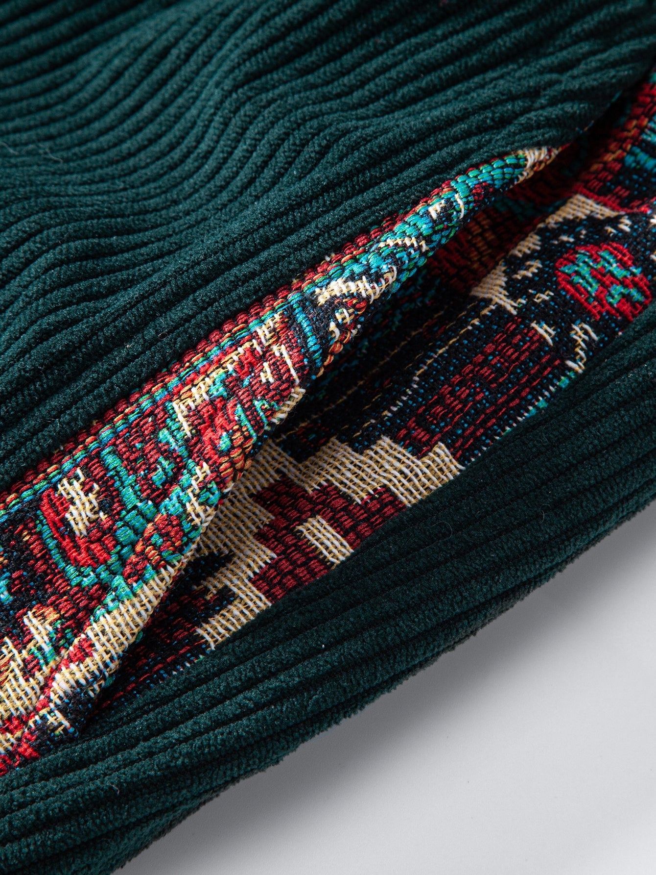 Geometric Jacquard Patchwork Corduroy Shorts with Ethnic Flair