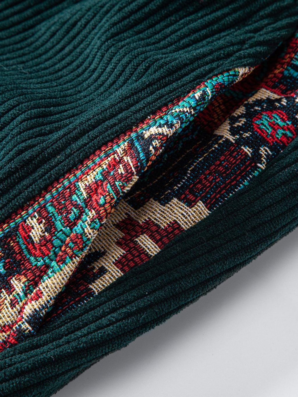Geometric Ethnic Jacquard Patchwork Corduroy Shorts